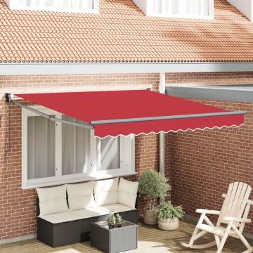 Marchiză manuală retractabilă roșie 350x250 cm, Făcut pentru mozaicul de 3,5x2,5 m roșu