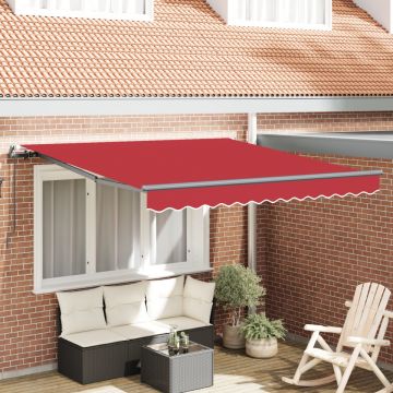 Marchiză Manuală Retractabilă Roșie 350x250 cm, Material de Înlocuire pentru Marchiză de 3,5x2,5 m Roșie