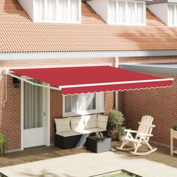 Marchiză manuală retractabilă Roșu 400x300 cm, Material de înlocuire pentru marchiză pentru cadru de 4x3 m Roșu