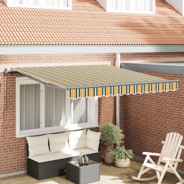 Marchiză manuală retractabilă verde și galben 350x250 cm, Material de înlocuire pentru marsiză 3.5x2.5 m cadru verde și galben