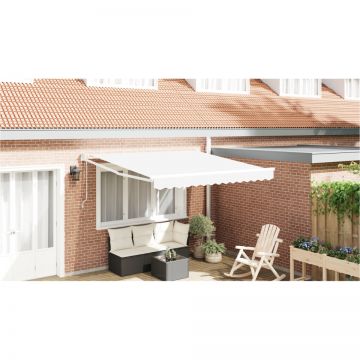 Marchiză retractabilă automată Alb 350x250 cm, Țesătură de înlocuire pentru marchiză pentru cadru de 3.5x2.5 m Alb