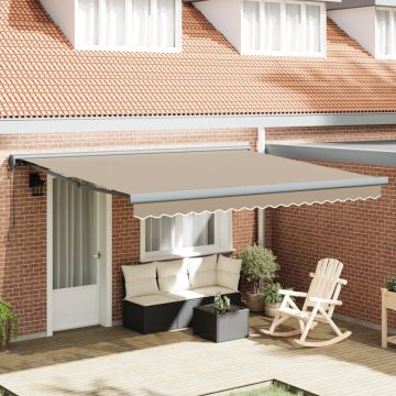 Marchiză retractabilă automată Bej 400x300 cm, țesătură de înlocuire pentru cadru de 4x3 m Bej