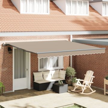 Marchiză retractabilă automată Bej 400x350 cm, Material de înlocuire pentru marchiză pentru cadru de 4x3.5 m Bej