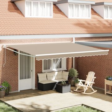 Marchiză Retractabilă Automată Bej 450x300 cm, Material de Înlocuire pentru Marchiză pentru Cadru de 4.5x3 m Bej