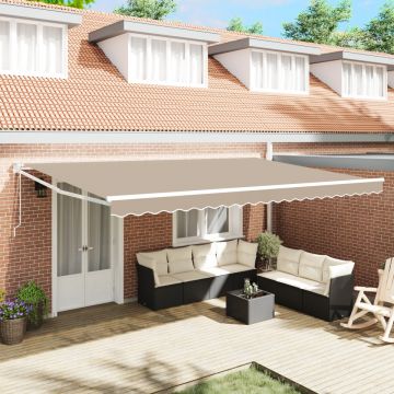 Marchiză retractabilă automată Bej 500x300 cm, Material de înlocuire pentru marchiză 5x3 m Bej
