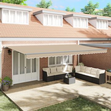 Marchiză retractabilă automată Bej 600x300 cm, Material de înlocuire pentru marchiză pentru cadru de 6x3 m Bej