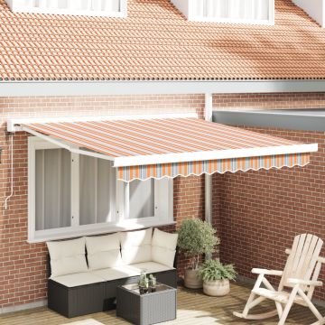Marchiză retractabilă automată cu dungi multicolore 350x250 cm