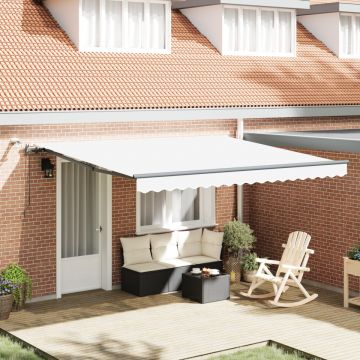 Marchiză retractabilă automată cu LED Alb 400x300 cm, Tesatura de înlocuire pentru marchiză pentru cadru de 4x3 m Alb