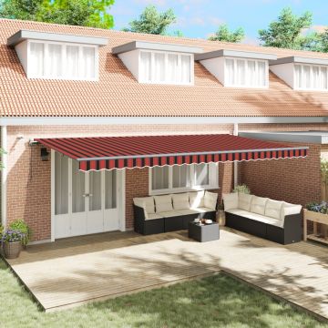 Marchiză Retractabilă Automată cu LED Portocalie și Maro 600x300 cm