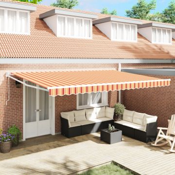 Marchiză retractabilă automată galbenă și portocalie 500x300 cm