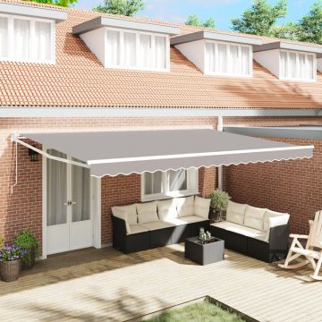 Marchiză retractabilă automată Gri 500x300 cm, Material de schimb pentru marchiză 5x3 m Gri