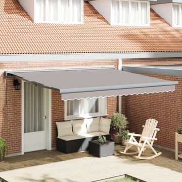 Marchiză Retractabilă Automată Gri deschis 400x300 cm, Material de Înlocuire pentru Marchiză 4x3 m Gri deschis