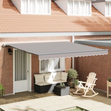 Marchiză retractabilă automată gri deschis 400x350 cm, Fabrică de înlocuire pentru marchiză pentru cadru de 4x3,5 m gri deschis