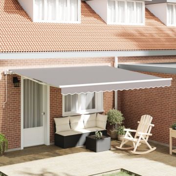 Marchiză retractabilă automată gri deschis 400x350 cm, Fabrică de schimb pentru marchiză pentru cadru de 4x3.5 m gri deschis
