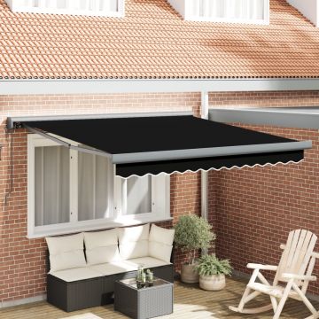 Marchiză retractabilă automată neagră 350x250 cm, Material de înlocuire pentru marchiză 3,5x2,5 m Cadru Negru