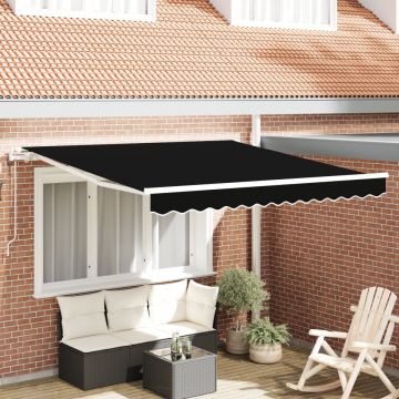 Marchiză retractabilă automată neagră 350x250 cm, Material de înlocuire pentru marchiză de 3,5x2,5 m Cadru negru
