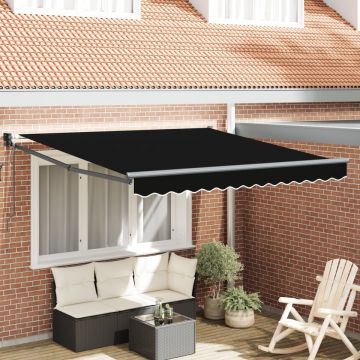 Marchiza retractabilă automată Neagră 350x250 cm, Material de înlocuire pentru marchiză pentru cadrul de 3.5x2.5 m Negru