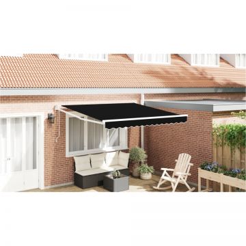 Marchiza retractabilă automată Negru 350x250 cm, Material de înlocuire pentru marchiză pentru cadru de 3.5x2.5 m Negru