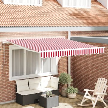 Marchiză retractabilă automată roșie și albă 300x250 cm