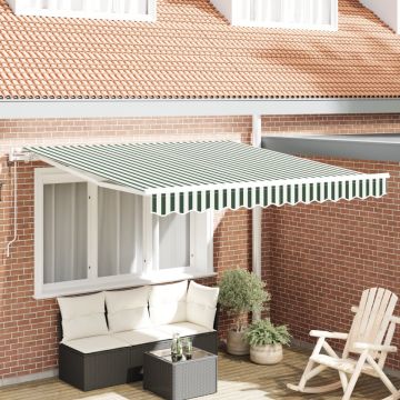 Marchiză retractabilă automată Verde și Alb 300x250 cm, Material de schimb pentru marchiză pentru cadru de 3x2.5 m Verde și Alb