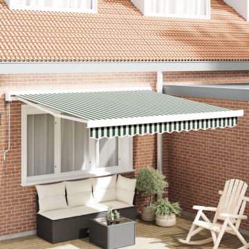 Marchiză retractabilă automată verde și albă 300x250 cm, Material de înlocuire pentru marchiză 3x2,5 m cadru verde și alb