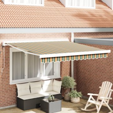 Marchiză retractabilă automată verde și galben 300x250 cm, Țesătură de înlocuire pentru marchiză 3x2,5 m cadru verde și galben