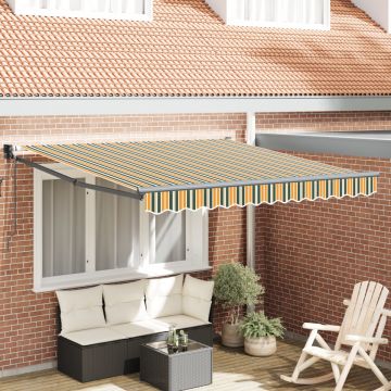 Marchiză retractabilă automată Verde și Galben 350x250 cm, Material de înlocuire pentru marchiza 3,5x2,5 m Cadru Verde și Galben
