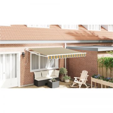 Marchiză retractabilă automată Verde și Galben 350x250 cm, Material de înlocuire pentru marchiză 3.5x2.5 m Verde și Galben