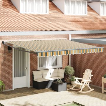 Marchiza retractabilă automată verde și galben 400x300 cm, Material de înlocuire pentru marchiză pentru cadru 4x3 m verde și galben