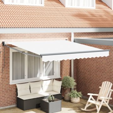 Marchiza retractabilă manuală Alb 300x250 cm, Țesătură de înlocuire pentru marchiză pentru cadru de 3x2.5 m Alb