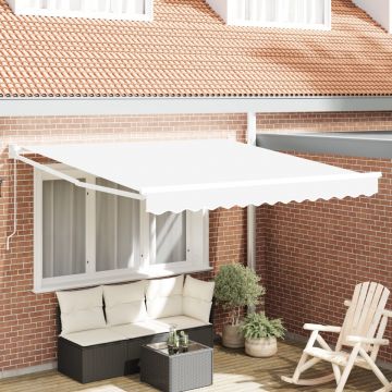 Marchiză Retractabilă Manuală Alb 350x250 cm, Tiv pentru marchiză pentru cadru de 3.5x2.5 m Alb