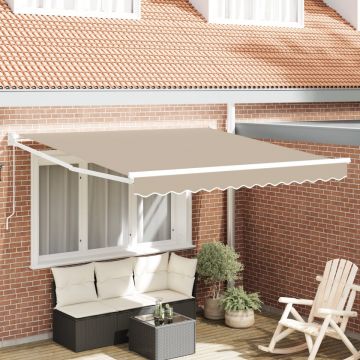 Marchiză Retractabilă Manuală Bej 350x250 cm, Fabrică de înlocuire pentru marchiză pentru cadru de 3.5x2.5 m Bej