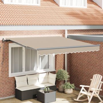 Marchiza Retractabilă Manuală Bej 350x250 cm, Material de Înlocuire pentru Marchiză pentru Cadru de 3.5x2.5 m Bej
