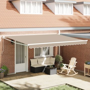 Marchiză retractabilă manuală Bej 450x300 cm, Material de înlocuire pentru marchiză cadru 4.5x3 m Bej