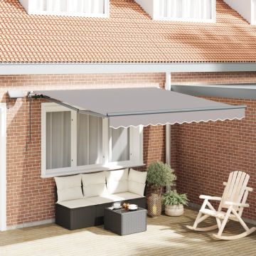Marchiză retractabilă manuală cu LED Gri deschis 350x250 cm, Material de înlocuire pentru marchiză pentru cadru de 3,5x2,5 m Gri deschis