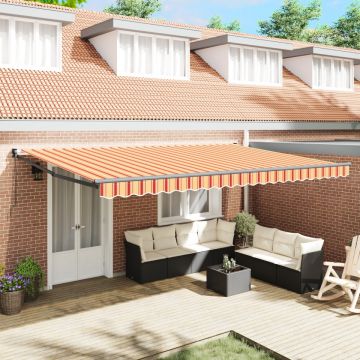 Marchiză Retractabilă Manuală Galbenă și Portocalie 500x300 cm