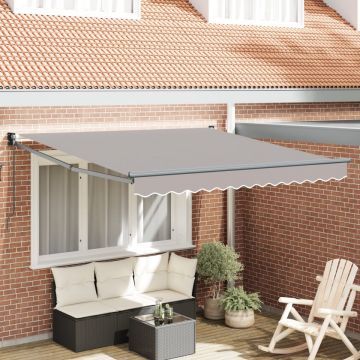 Marchiza Retractabilă Manuală Gri 350x250 cm, Material de Înlocuire pentru Marchiză pentru Cadru de 3.5x2.5 m Gri Deschis
