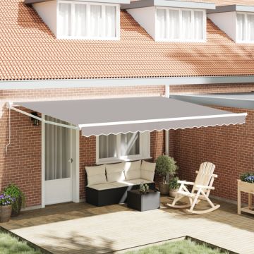 Marchiză Retractabilă Manuală Gri 450x300 cm, Fabrica de înlocuire a marchizei pentru cadru 4,5x3 m Gri deschis