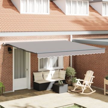 Marchiză retractabilă manuală Gri deschis 400x350 cm, Material de înlocuire pentru marchiză pentru cadru de 4x3,5 m Gri deschis