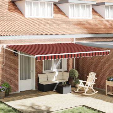 Marchiză retractabilă manuală în portocaliu și maro, 450x300 cm
