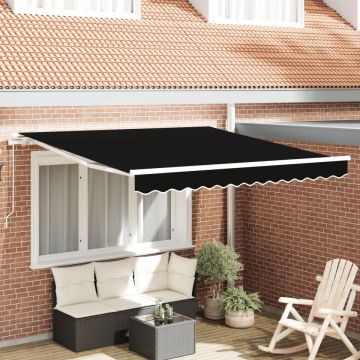 Marchiză retractabilă manuală Negru 300x250 cm, Țesătură de schimb pentru marchiză pentru cadru de 3x2.5 m Negru