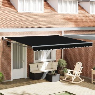 Marchiză retractabilă manuală Negru 400x300 cm, Material de înlocuire pentru marchiză pentru cadru de 4x3 m Negru