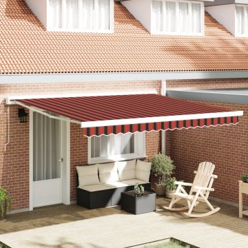 Marchiză retractabilă manuală Portocalie și Maro 350x250 cm