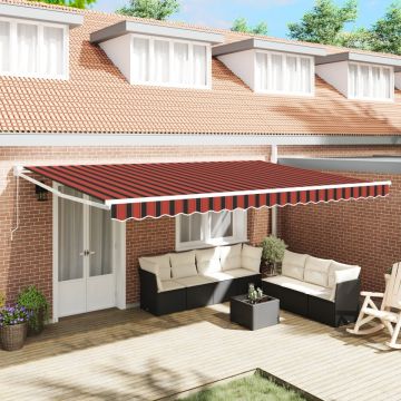 Marchiză retractabilă manuală portocalie și maro 500x300 cm