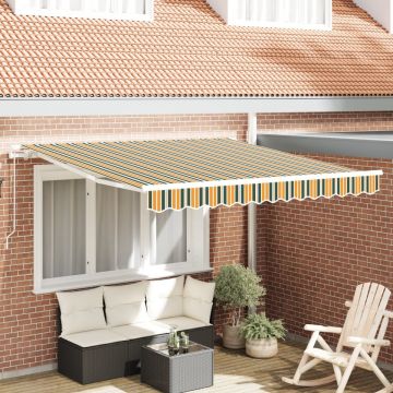 marchiza retractabilă manuală Verde și Galben 300x250 cm, material de înlocuire pentru marchiză cadru 3x2.5 m Verde și Galben