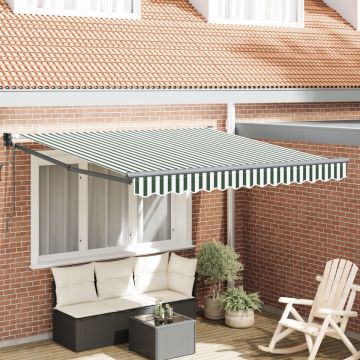 Marchiză retractabilă verde și albă 300x250 cm, Material de înlocuire pentru marchiză cadru 3x2.5 m verde și alb