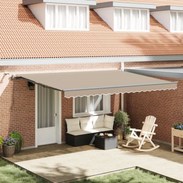 Marciză Automată Retractabilă cu LED Bej 450x300 cm, Material de Înlocuire pentru Marciză 4,5x3 m Bej