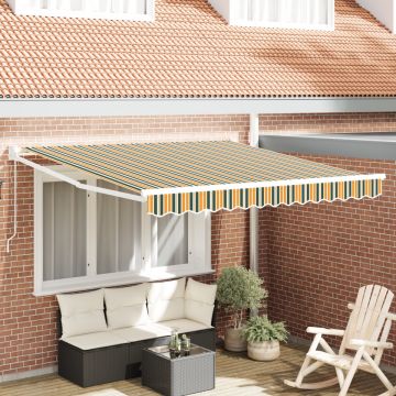 Markiză manuală retractabilă Verde și Galben 300x250 cm, Material de înlocuire pentru markiză pentru cadru 3x2.5 m Verde și Galben