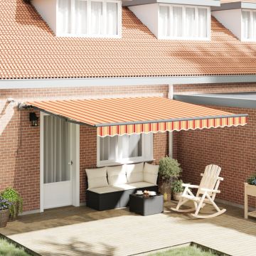 Markiză retractabilă automată cu LED galben și portocalie 400x300 cm