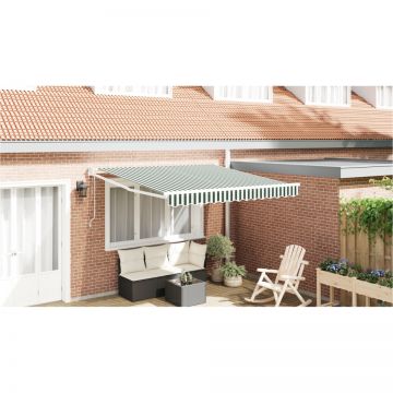 Markiză retractabilă automată Verde și Alb 350x250 cm, Țesătură de înlocuire pentru markiză pentru cadru de 3.5x2.5 m Verde și Alb